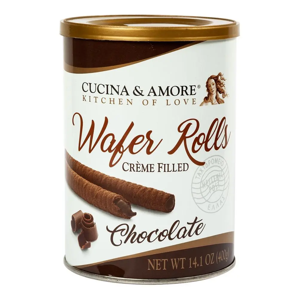 Cucina & Amore Creme Filled Wafer Roll Tins Chocolate 14.1 oz 6 ct