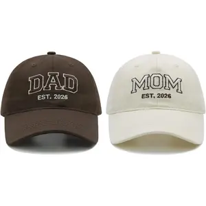 Waldeal Mom and Dad Est 2026 Hats, New Parents Gifts, Matching Adjustable Embroidered Baseball Caps for Couples