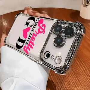 Pretty Girls Love God Phone Case for iPhone 17 Air 16 15 14 13 12 11 Pro Max Plus X XS Shockproof Silicone TPU Bumper Drop Protection Soft Cover Four-corner Thickened Electroplated Bumper Full-body Protection