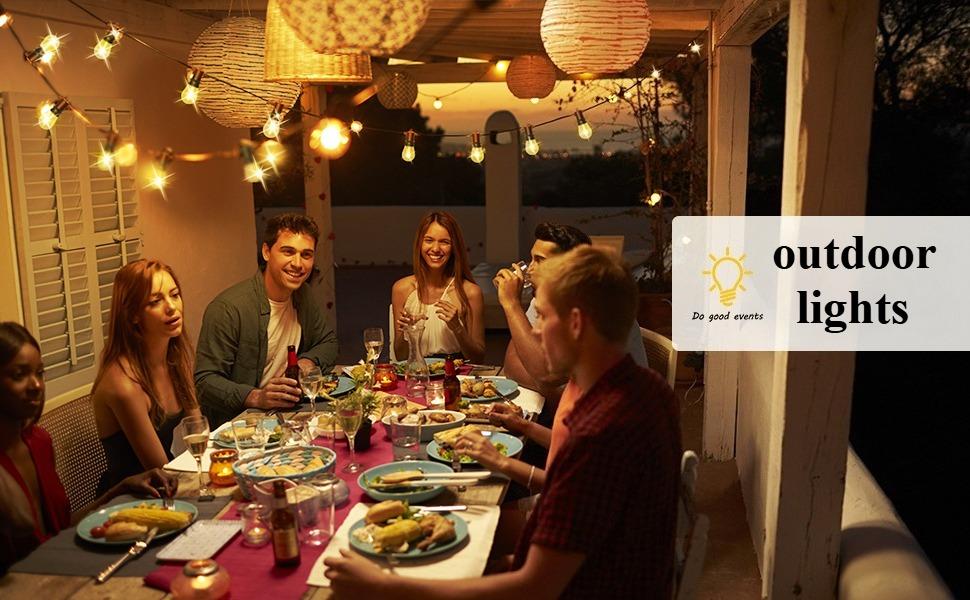 Outdoor BBQ LED String Lights 54 Feet Patio String Lights Shatterproof & Waterproof IP65, 18 AWG UL Certified Wire Bright String Lights for Patio, Backyard, Gazebo, Porch, Wedding Party, Can Illuminate Grill Area (18 Lights)