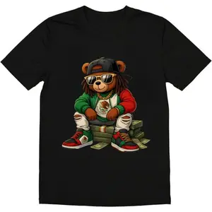 Fashion Designer T-Shirts Cotton Graphic Tees with Mexican Money Bear Tee-Cool and Stylish  Gifts, Graphic Tees,Ideal for Everyday Wear-T Shirt