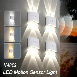 1/4pcs Smart LED Wall Lamp with Motion Sensor, 3-Color Temperature Modes, Adjustable Dimmer, USB Charging, Touch Control, Bedside Lamp, Reading Light, Suitable for Living Room, Bedroom, Hallway, Home Lighting, Wall Lamp For Living Room #GLOBAL PICKS