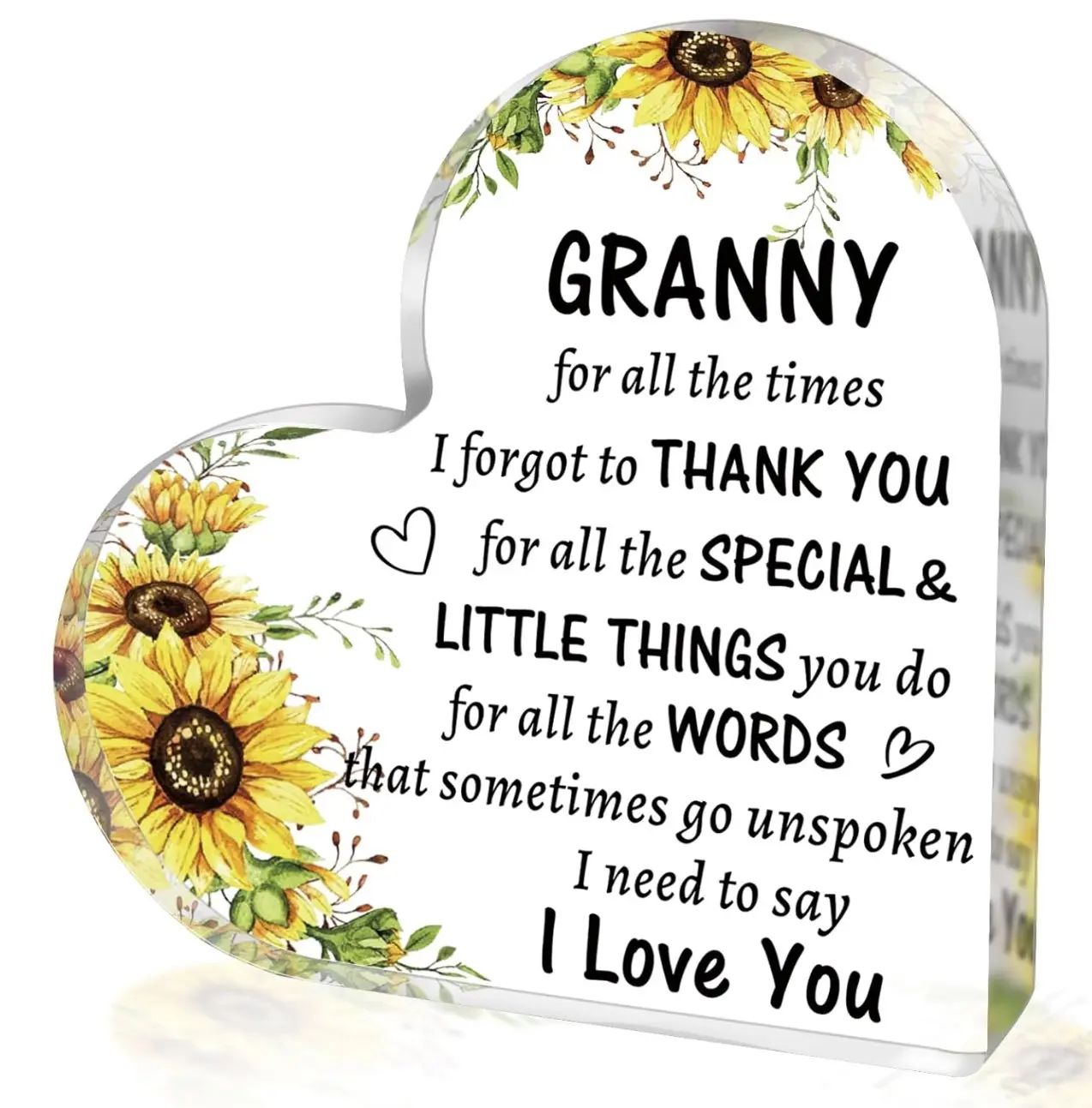 To My Granny Gifts for Granny, Granny Mothers Day Gifts for Grandma, 3.9x3.9 Inch Engraved Heart Shaped Keepsake, Christmas Gift for Granny