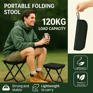 Folding Camping Chair for Adults, Portable Compact Outdoor Chair with 440 Lbs Weight Capacity, Durable Weather-Resistant Fabric for Camping, Beach, Fishing, and Travel, Folding Camping Stool, Outdoor Picnic Chair