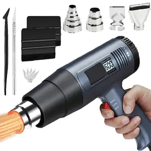 Hot Air Gun Kit, 2500W Heat Gun Electric Hot Air Gun ,140℉-1112℉（60℃- 600℃), Bubble Removing Tool For Car Wrap with 4 Nozzles, for Crafts, Shrink Wrapping/Tubing, Paint Removing, Epoxy Resin