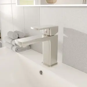 Eviva Lux Single-Handle Waterfall Single-Hole Bathroom Faucet with Deckplate included in Brushed Nickel