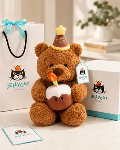 Jellycat Bartholomew Bear Birthday Cake Plush with Gift Bag, Soft Teddy Bear Stuffed Animal, Cute Birthday Baby Shower Gift