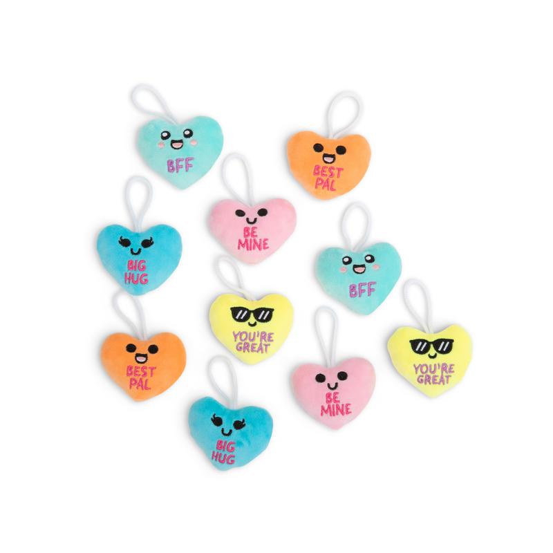 Emotional Support V-Day Heart Cards by Relatable, Valentine's Plush, Perfect Valentine Gift for Girlfriend, Kids Classroom or Gift for Work Friends, Includes 10 Plushies with 10 Cards