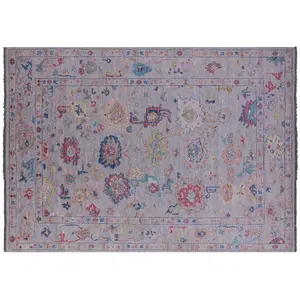 SUPER SALE Grey 9' 10" X 13' 9" Hand-Knotted Turkish Angora Oushak Rug - Q19769