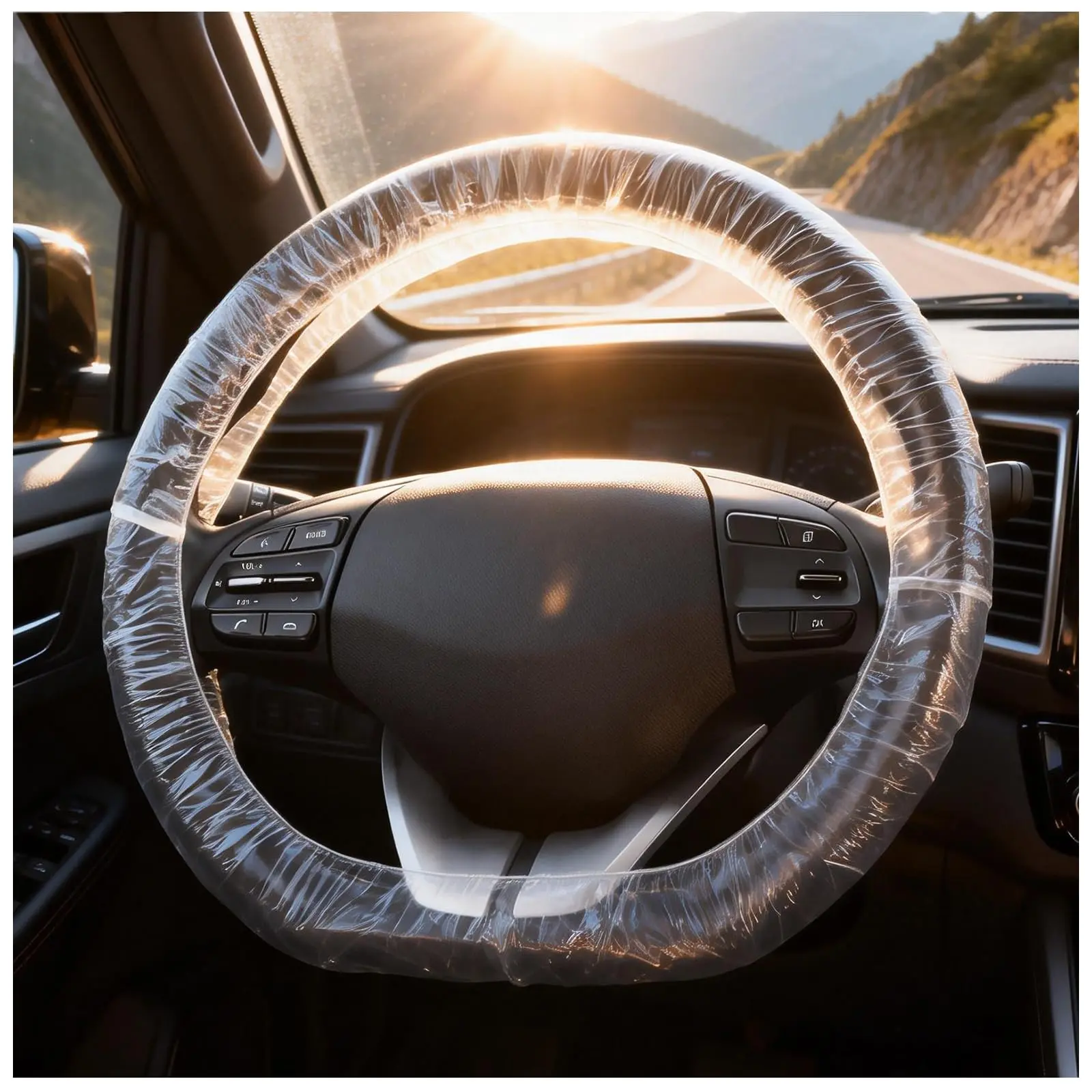 100PCS Disposable Steering Wheel Covers – Universal Waterproof Dustproof Plastic Protector for Cars, Trucks, RVs & Auto Repair Shops