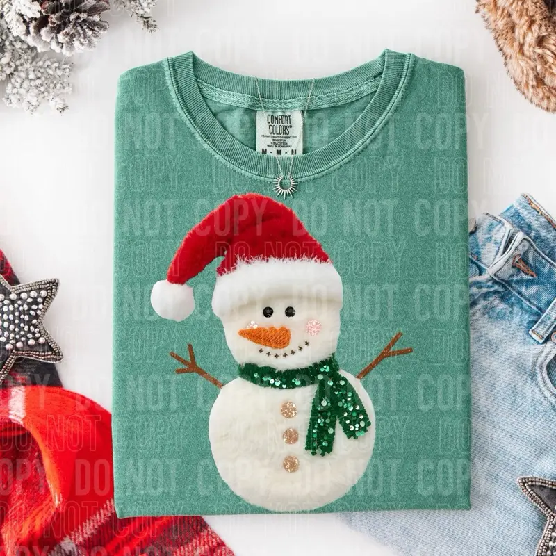 Comfort Colors Snowman 11 inch DTF Transfer for Festive Christmas Tees and Sweaters