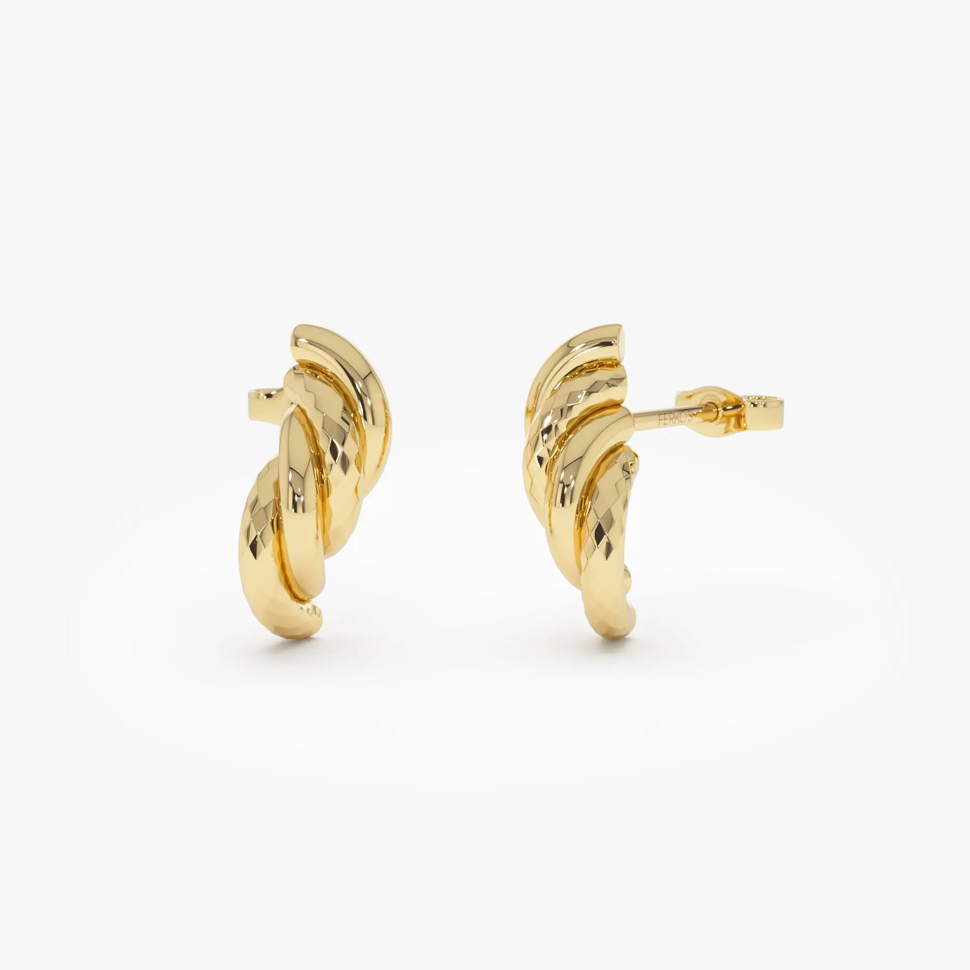 14K Gold Twisted Curve Earrings