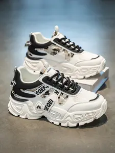 New Trendy Platform Chunky Sneakers - Color-Block Functional Style Athletic & Casual Shoes