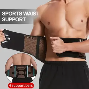 1pc Adjustable Copper-Infused Lumbar Support Belt - Breathable & Elastic Back Brace for Men & Women, Ideal for Sports & Fitness with 4 Support Bars