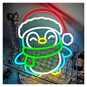 Neon Signs For Wall Decor Penguin Lights USB Dimmer Switch For Festival Bedroom 29.6cm×34.5cm