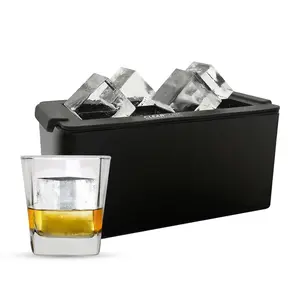 Clearcube Crystal Clear Ice Cube Maker - 6 Piece Directional Freezing System - Makes 8 Jumbo 2 Inch Crystal Clear Ice Cubes - No Odor Lid No Freezer Burn - Perfect for Whiskey Cocktails and More