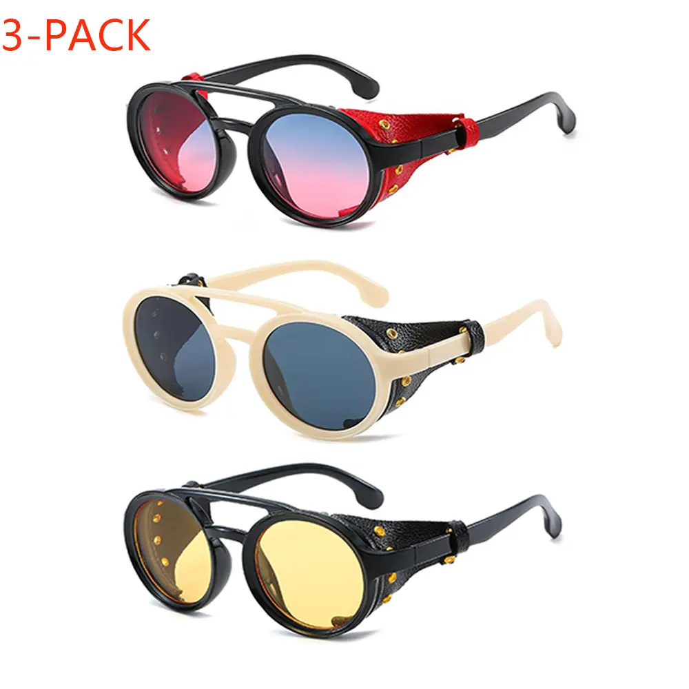 Unisex Retro Steampunk Polarized Rectangle Sunglasses - Polycarbonate TAC Lenses, UV400 UV Prevention, Windproof Dustproof Side Shields, Full Rim, Lightweight, Comfortable Fit, All Seasons Outdoor Eyewear, 4 Styles for Bikes