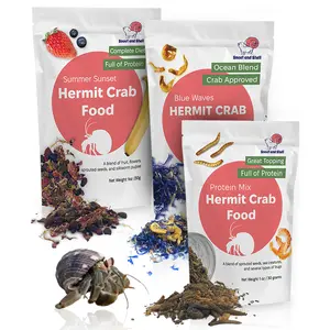 Snout and Shell Hermit Crab Food Variety Pack – Blue Waves, Protein Mix & Summer Sunset – High-Protein Whole Food Diet with Seafood, Seeds, Fruits & Flowers – Natural Foraging Blend for Healthy Crabs