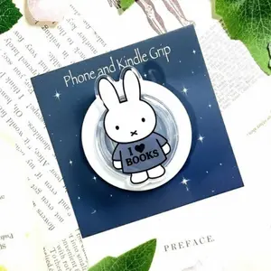 I Love Books Kindle Grip,  Bunny MagSafe Grip, Bookish Accessory, Cute Booktok Gift, Pink Reader Grip sticky phone pop socket magnetic mount Library Card