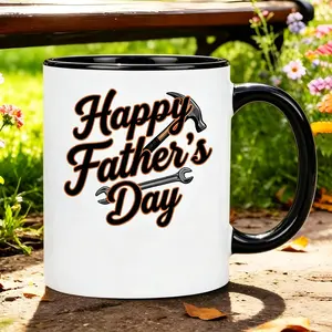 Father's Day Gift 1pc 11oz Color Ceramic Mug Happy Father's Day Hammer Wrench Design | Reusable Coffee Cup - Great Gift for Father's Day, Birthdays, Gift for Parents, Families, Friends, Brothers and Sisters