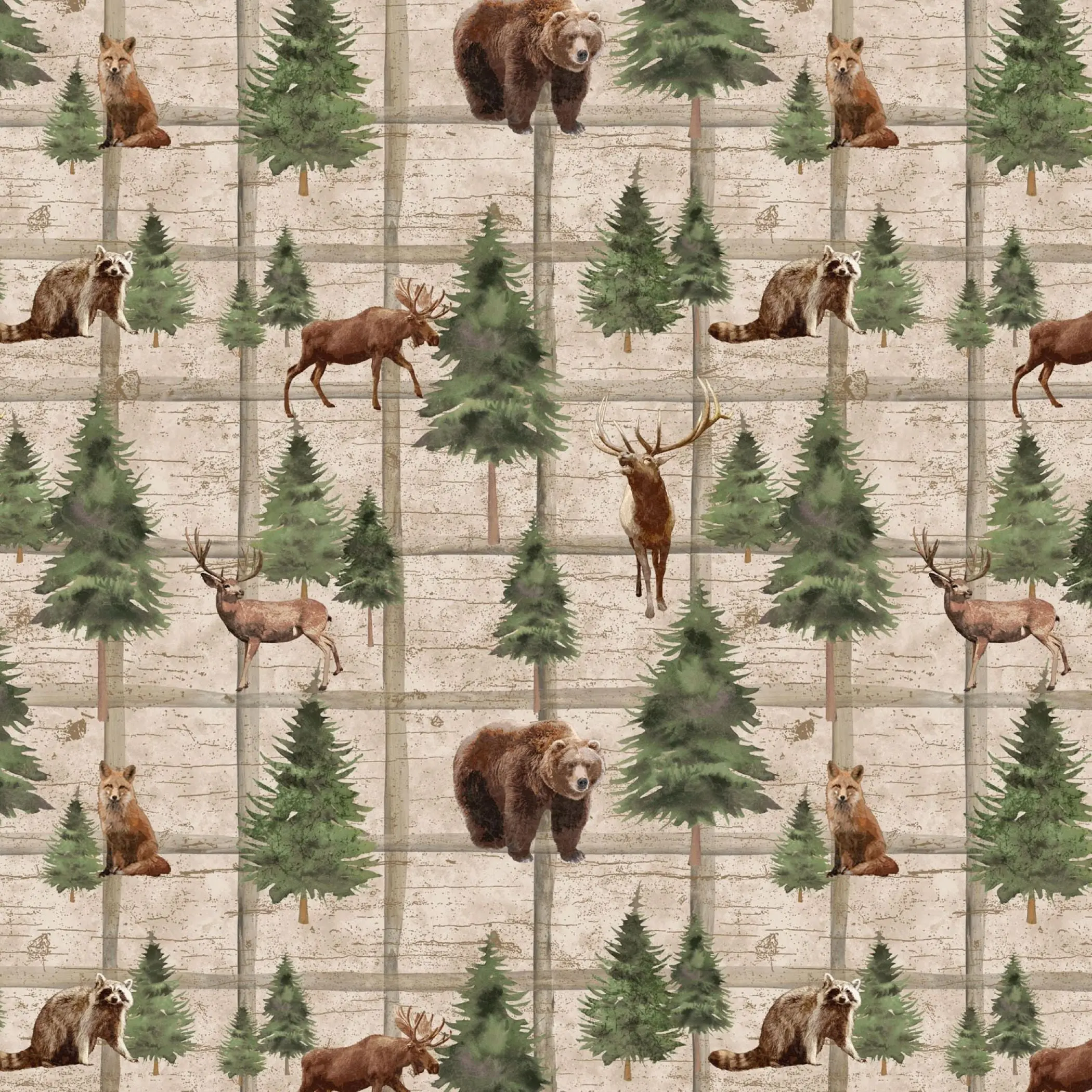 Woodland Wildlife Fabric | Henry Glass Majestic Mountainside Quilting Cotton