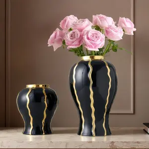 Ceramic Vase with Edge, Elegant Decorative Flower Pot, Lid Included, Water Fillable, Perfect for Home & Office, Flower Arrangement Vase