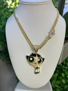 Powerpuff Girls - Buttercup Necklace with Chain and Pendant Featuring Iconic Character Design