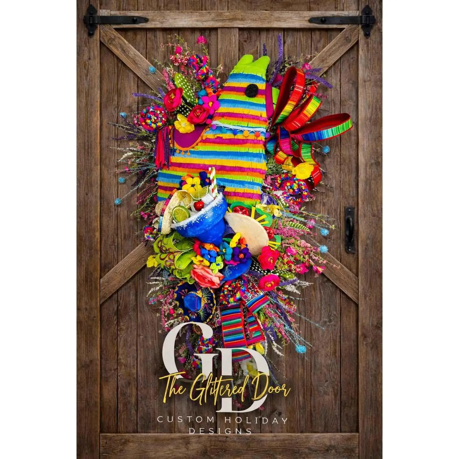 Viva Fiesta Oversized 36" Cinco de Mayo Wreath - Whimsical Designer Spring Front Door Decor