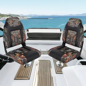 Garvee High Back Folding Boat Seats 2 Pack – Thick Padded Waterproof Marine Chairs – Ergonomic, Comfortable,  Ideal for Fishing Boats, Jon Boats, Pontoon, Speedboats, Deck – Durable PVC – Easy Installation
