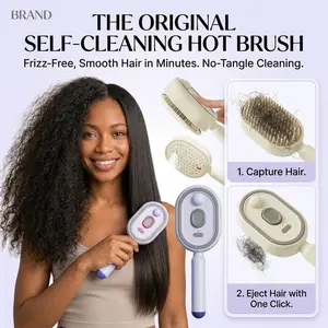 Electric Hair Brush - Nano Mist, Red Light Therapy, Self-Cleaning Detangling Scalp Massager for Haircare Styling Define Edge Curl Brush