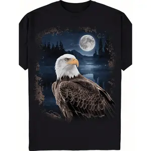 Men'S And Women'S T-Shirt Featuring a Majestic Bald Eagle in a Forest, Made from Ultra-Soft And Breathable Fabric.Ideal for Casual Wear with Short Sleeves And a Regular Fit, Suitable for All Seasons, Making It a Great Gift for Casual Occasions