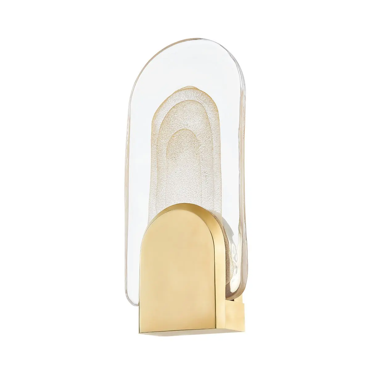 Modern Morganite Sconce with Clear Cast Glass and Unique Gold Leaf Bracket - LED Warm Glow