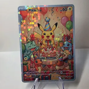 Birthday Pikachu Full Art Holofoil Trading Card - Multiple Holo Options