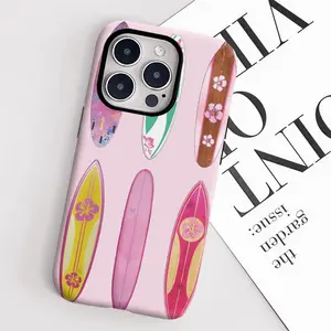 Stylish summer surfboard pattern protective case, sturdy and durable 2-in-1 case, compatible with iPhone 17/16/15/14/13/12/11 Pro Max/Plus/Pro, Galaxy S25/S24/S23 Ultra. Durable, stylish protection, perfect for holiday gifts.
