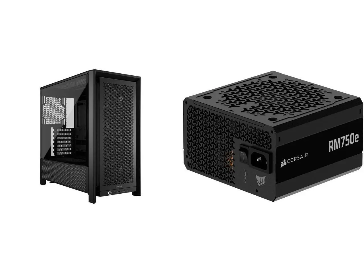 Corsair FRAME 4000D RS Black Case- 3X RS Fans – InfiniRail Fan Mounting – Fits 360mm Radiators – Reverse Connector Motherboard – Black RM750e (2025) Modular Low-Noise ATX Power Supply – ATX 3.1 & PCIe 5.1, Cybenetics Gold, 105°C Capacitors,
