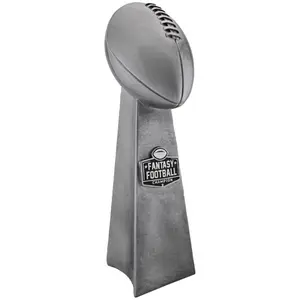 Fantasy Football Championship Trophy - Premium Fantasy Trophy with Antique Silver Finish, Football Trophy Pro-Style Replica for Winner, Fantasy Football Trophies Display Award - Available in 2 Sizes