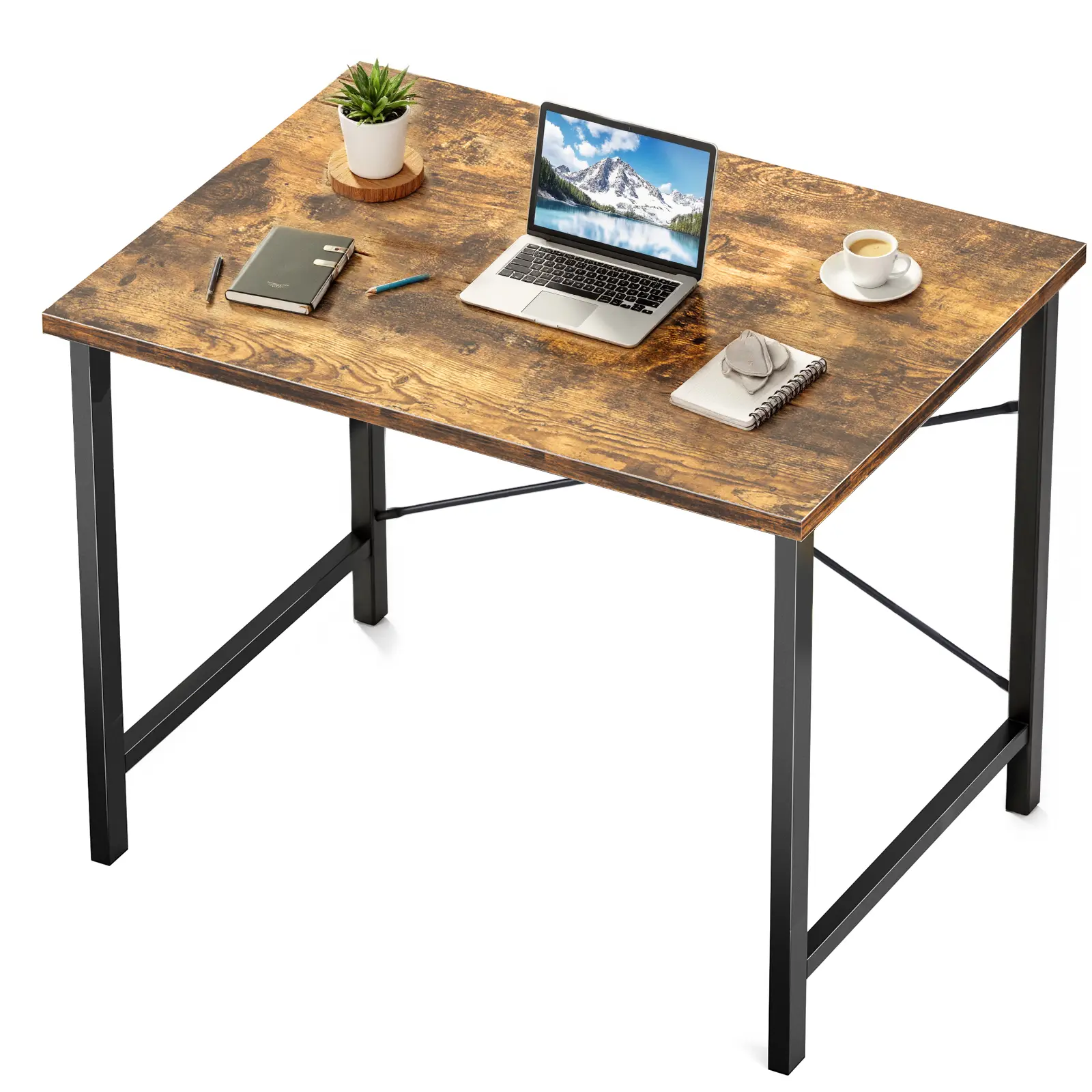 Small Computer Desk For Home Office With X Brace Support, 265 LBS Capacity Modern Study Writing Table, Scratch Resistant Workstation For Bedroom And Gaming