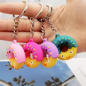 Cartoon Mini Donut Keychain with Key Ring