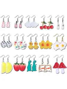 15 Pairs Stainless Steel Ear Hook Resin Drop Earrings Gummy Bear Aesthetic Earrings for Women Girls Jewelry Eardrop Cute Earrings Novelty Earrings Set