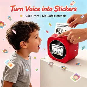 AI Voice Mini Sticker Printer box Photo Drawing robot  Wireless Portable Smart  Kids Imagination Learning Toy DIY Craft Home Office Essential-YY Switch Role Alarm Clock Perpetual Calendar  Electronic ideal birthday gift educational learning toytablet