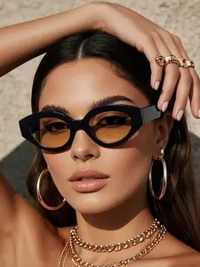 Elegant Oval Frame Fashion Glasses, Thickened Arms Design, Ideal for Daily Wear, Photography, Driving, Perfect Gift Choice