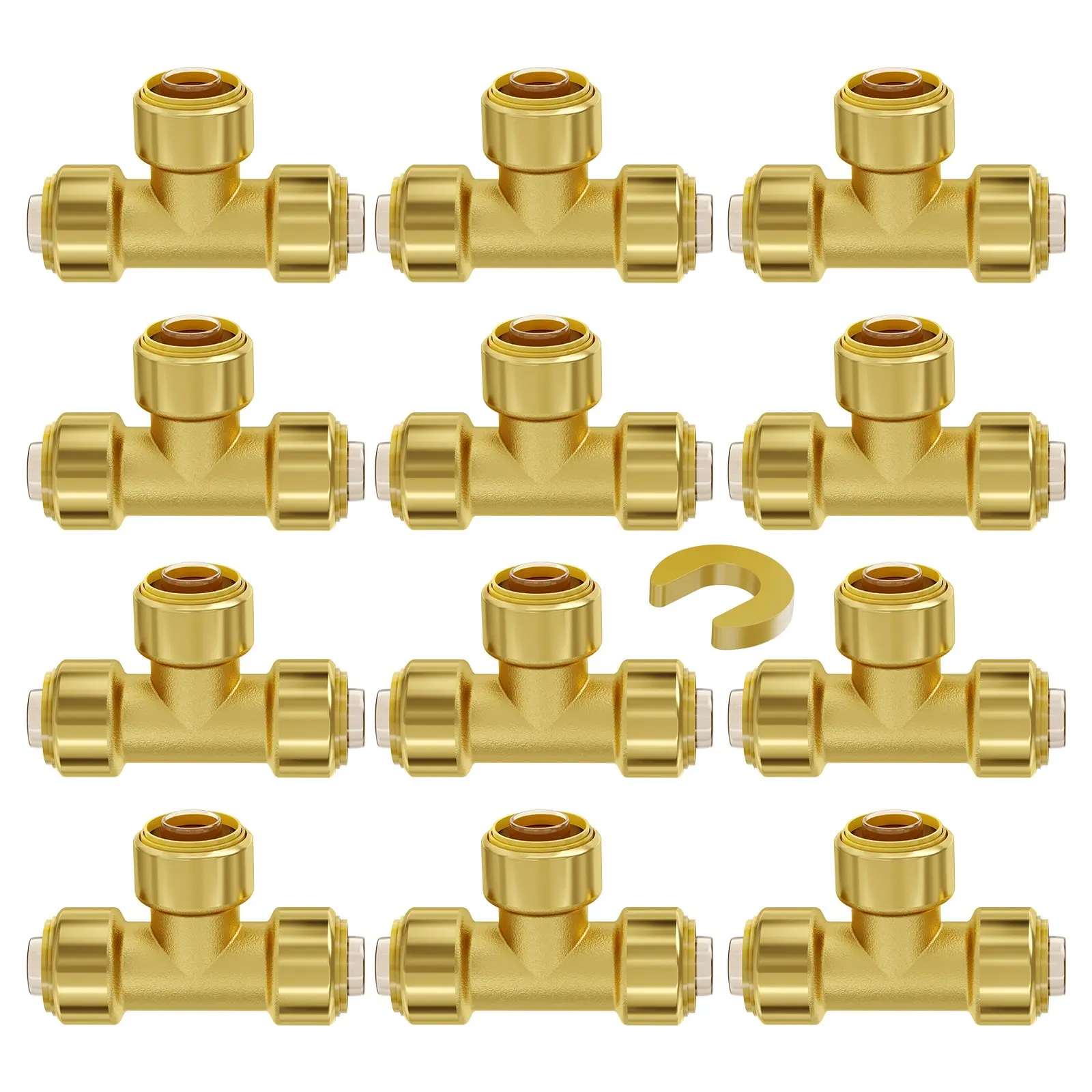 【Summerfinds】 VEVOR Pipe Fittings, 1/2 12PCS Tee Brass Pipe Fittings, Push-Fit Pipe Connector Brass Air Fittings, Heavy Duty Plumbing Fittings Adapter for Heating/Shower Systems, Water Pipesdealsforyoudays
