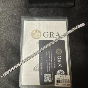 6mm moissanite Cuban link bracelet in 925 silver 7.5in. In length