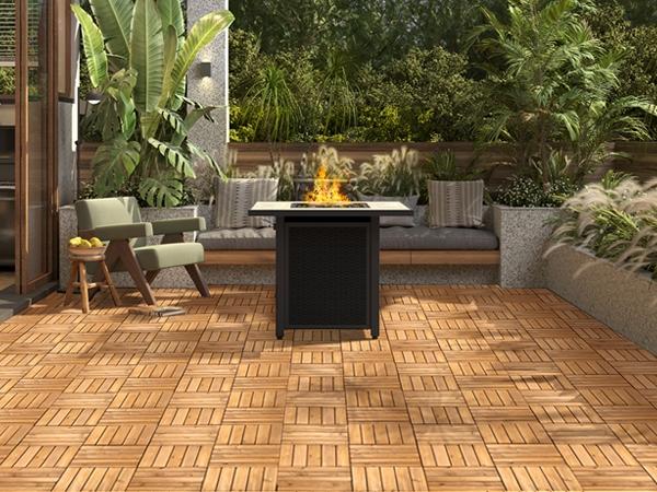 [27 PCS] Yaheetech Interlocking Patio Deck Tiles 12 x 12in Wood Floor Tiles Outdoor Flooring for Patio Garden Deck Poolside