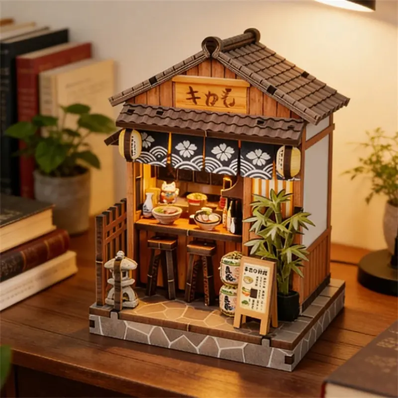 DIY Wooden Miniature Model Kits Mini Casa Japanese Restaurant 3D