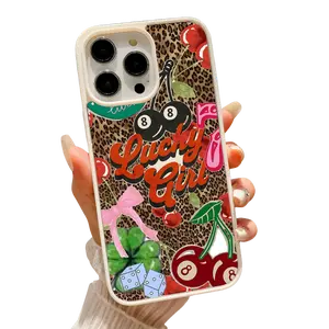 Retro Casino Sticker Collage MagSafe Phone Case, 8 Ball Leopard Print Lucky Girl Aesthetic Protective Cover For iPhone 17 Pro Max  16 Plus 15 Pro 14 13 12 11 Phone case #Summervibes  #YGMKLBW25