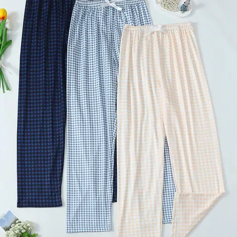 Women's Plaid Print Pajama Pants, Pajama Pattern, Cozy Loungewear, Comfy Trousers for Daily Wear, Women's Sleepwear & Loungewear for All Seasons, Pajamas Sleepwear, Plaid Lounge Bottoms, Pjs, Casual Home Wear, Lounge Clothes