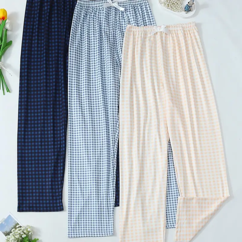 Women's Plaid Print Pajama Pants, Pajama Pattern, Cozy Loungewear, Comfy Trousers for Daily Wear, Women's Sleepwear & Loungewear for All Seasons, Pajamas Sleepwear, Plaid Lounge Bottoms, Pjs, Casual Home Wear, Lounge Clothes