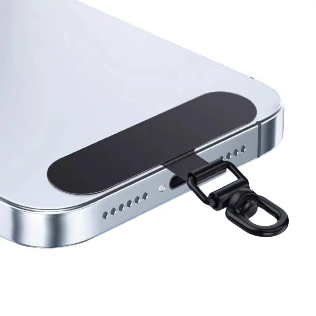360 Degree Rotating Stainless Steel Phone Lanyard Connector, Ultra-Thin Soft Back Cover, Safety Anti-Loss Patch for Universal Devices, Clip, Cellphone