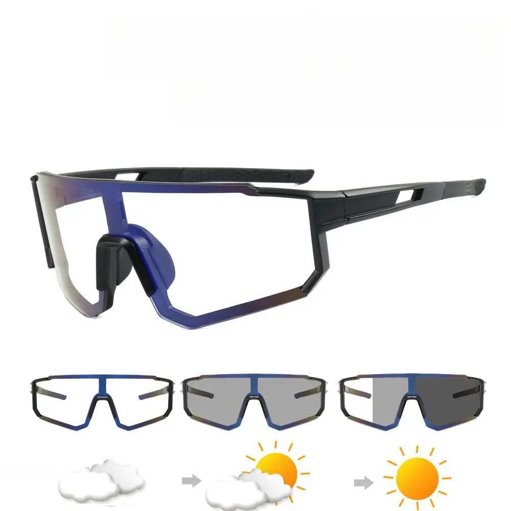 Photochromic Cycling Sunglasses for Men & Women, UV400 Wraparound Shield Sports Glasses, Lightweight Windproof One-Piece Outdoor Eyewear for Road Biking, Running, MTB & Driving Photochromic Cycling Sunglasses for Men & Women, UV400 Wraparound Shield Sports Glasses, Lightweight Windproof One-Piece Outdoor Eyewear for Road Biking, Running, MTB & Driving